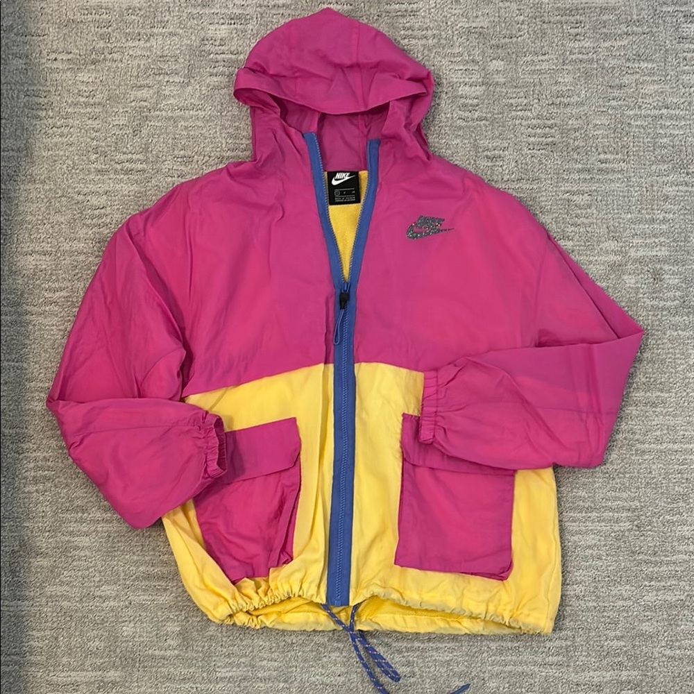 Nike Pink and Yellow Windbreaker